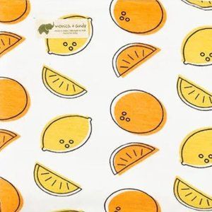 EUC Monica+Andy Citrus Print Wrap Romper with Matching Hat